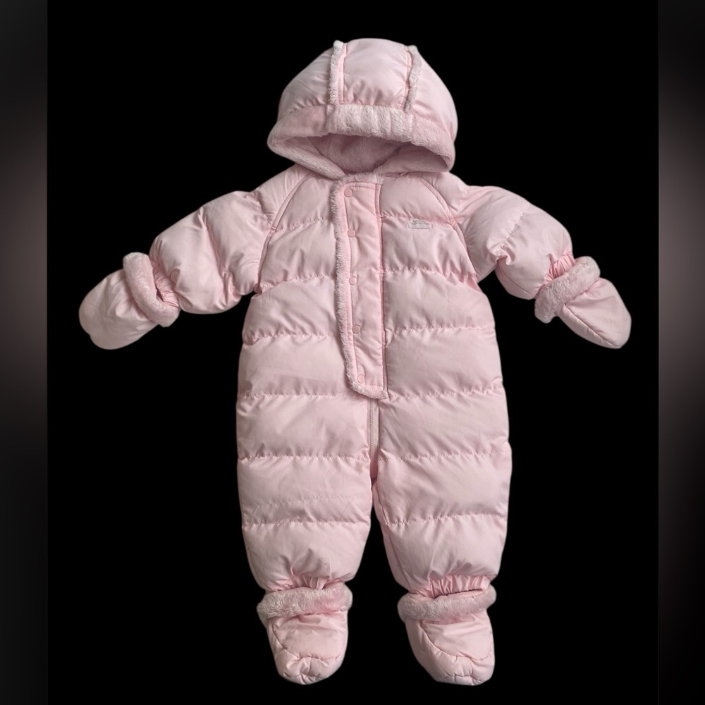 Pink Puffer Baby Snowsuit with Hood